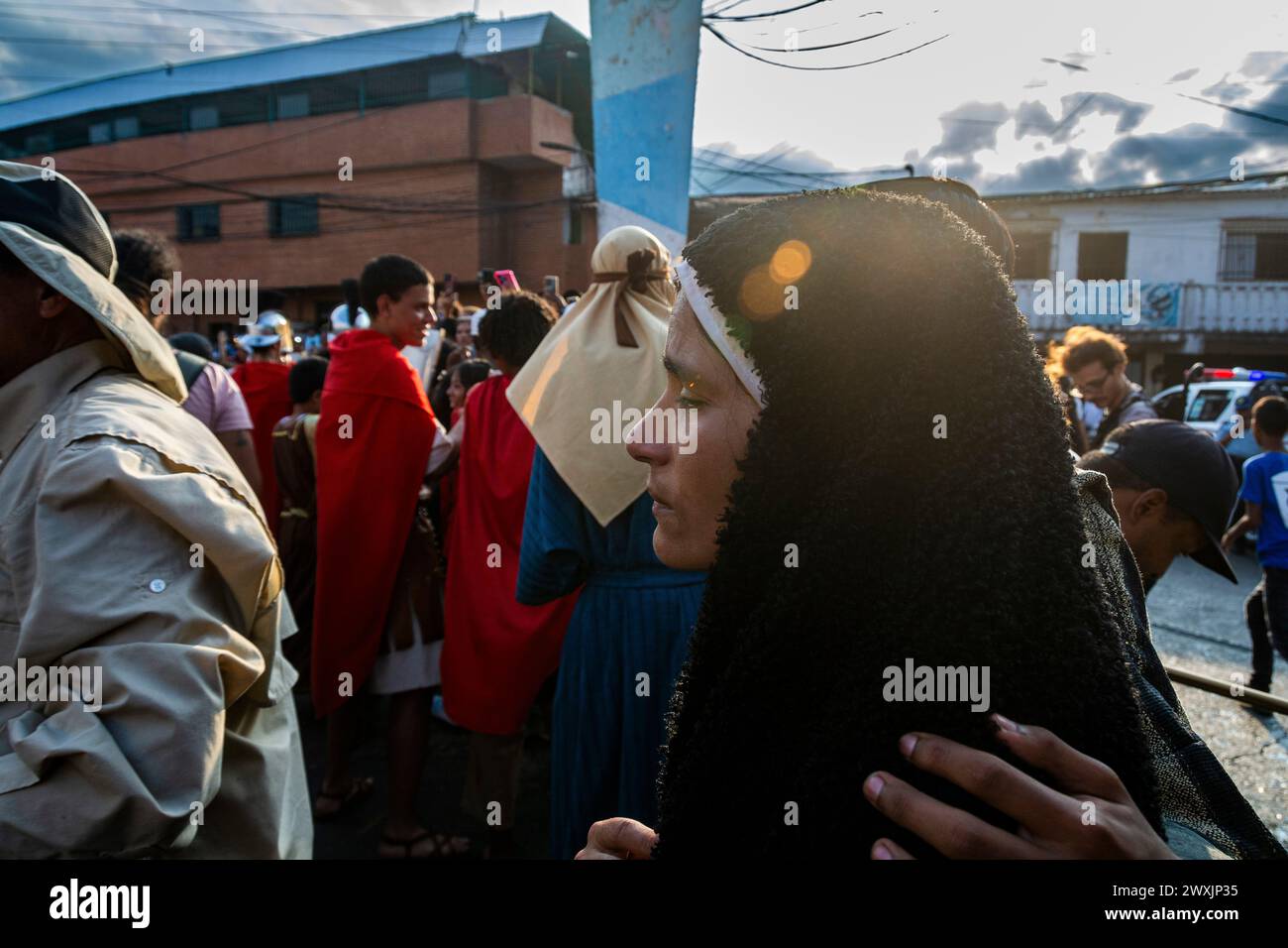 Depuis 1986, la représentation de la passion du Christ a été réalisée à Caracas à El Morro à Petare, dans le quartier El Nazareno, où th Banque D'Images