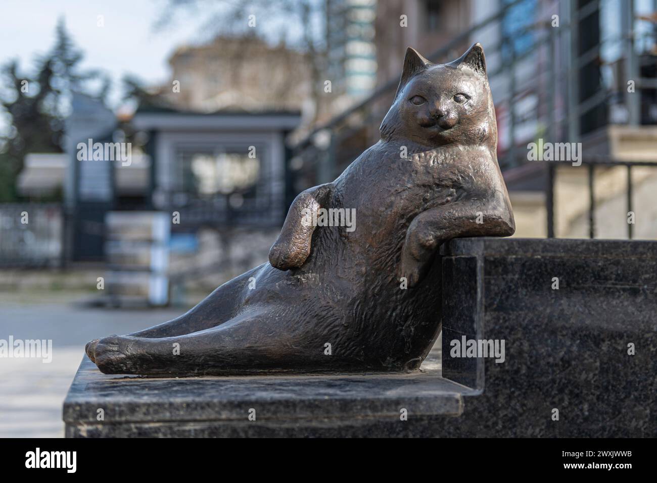 ISTANBUL, TURQUIE - 30 MARS 2024 : Monument du chat Tombili dans le district de Kadikoy. Banque D'Images