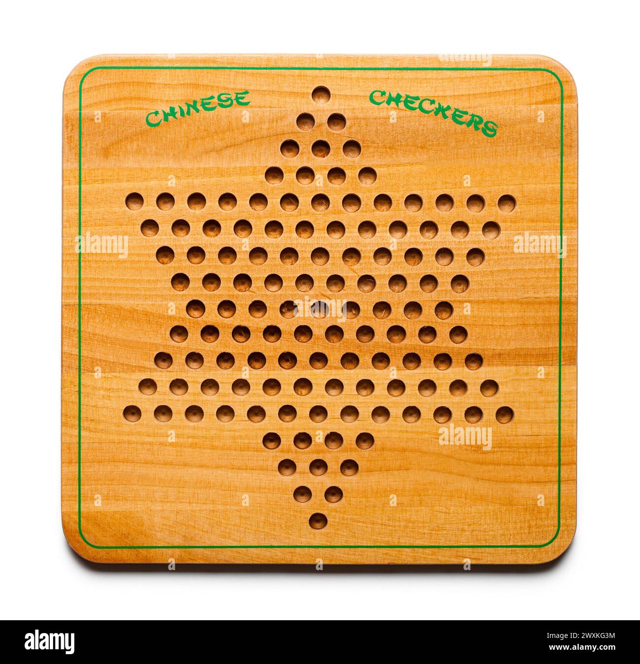 Planche à damier chinoise en bois découpée sur blanc. Banque D'Images