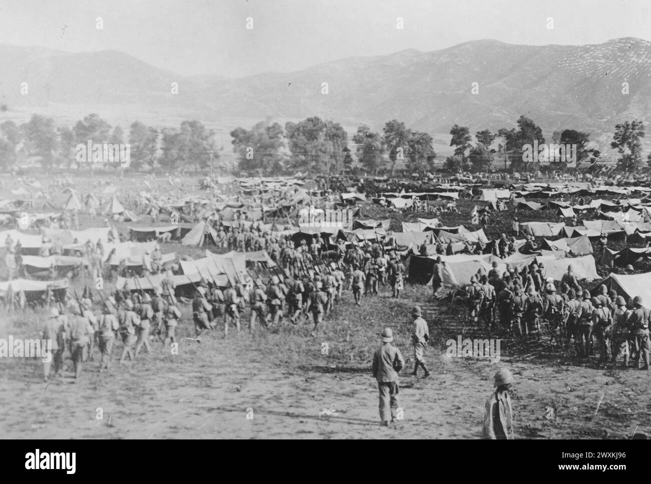 Les troupes alliées logées dans des abris en toile lors de leur invasion victorieuse de la Terre Sainte CA. probablement 1917 Banque D'Images