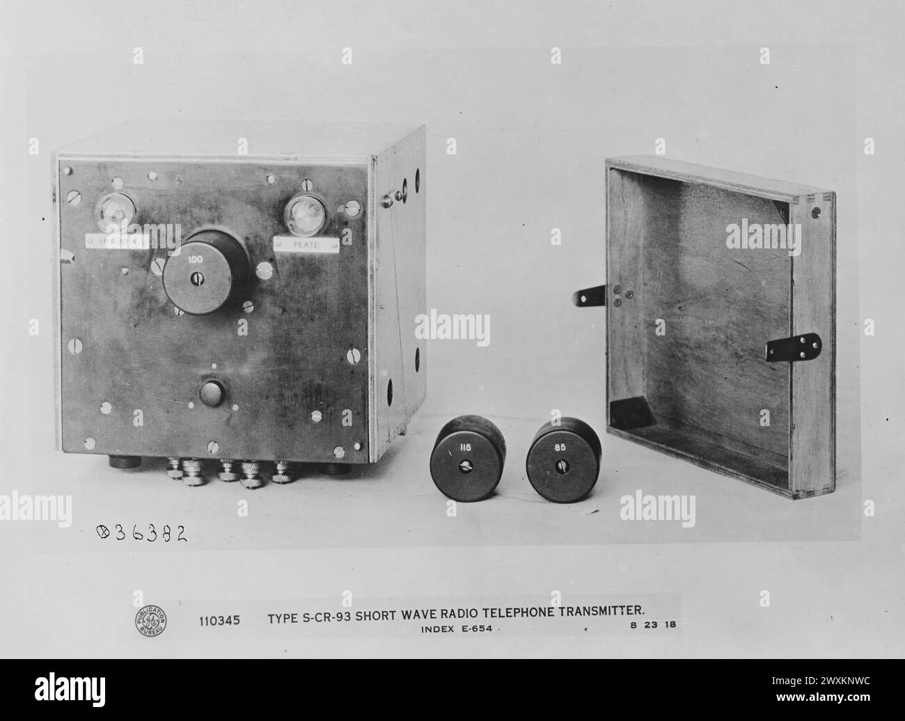 Gros plan d'un émetteur radiotéléphonique à ondes courtes de type S-CR-93 CA. 1918-1919 Banque D'Images