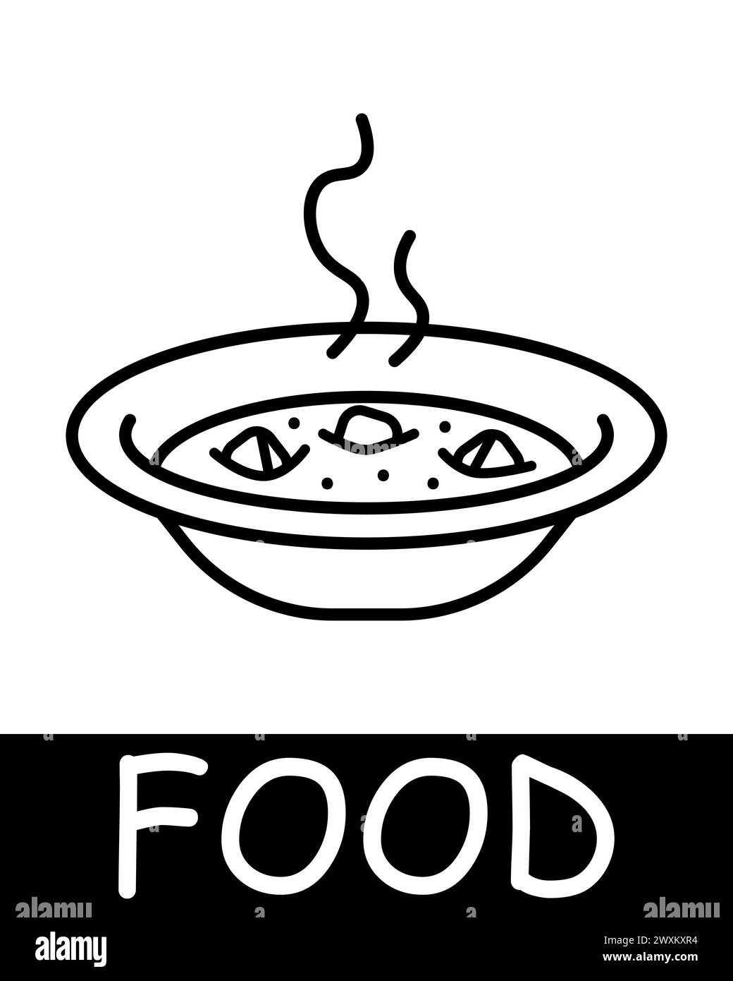 Icône assiette de cordon à soupe. Cuisson, arôme, viande, plat, coupe, nourriture, goût, épices, satiété, faim, réfrigérateur. Icône de ligne vectorielle pour les affaires et la publicité Illustration de Vecteur