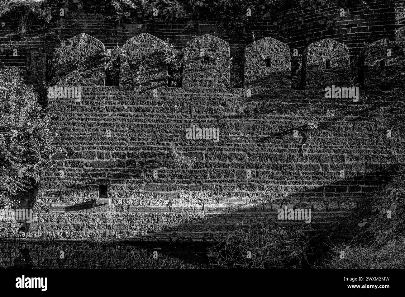 12 23 2010 Vintage Outside Wall of Bidar fort, de la dynastie Bahmanid a déplacé sa capitale de Gulbarga à Bidar en 1427 Karnataka, Inde Asie. Banque D'Images