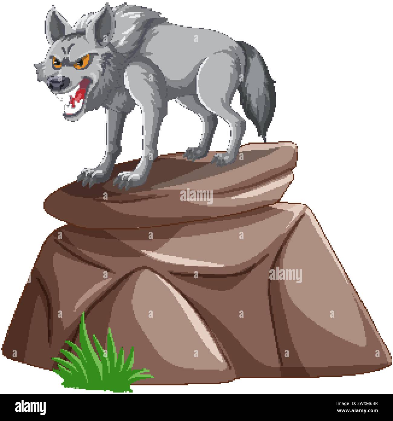 Illustration vectorielle d'un loup en colère sur un rocher Illustration de Vecteur