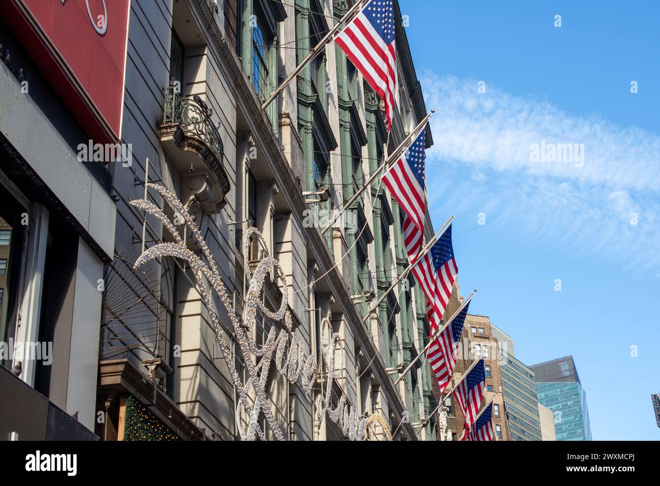 Drapeau américain en Berne sur la rue de la ville Banque D'Images