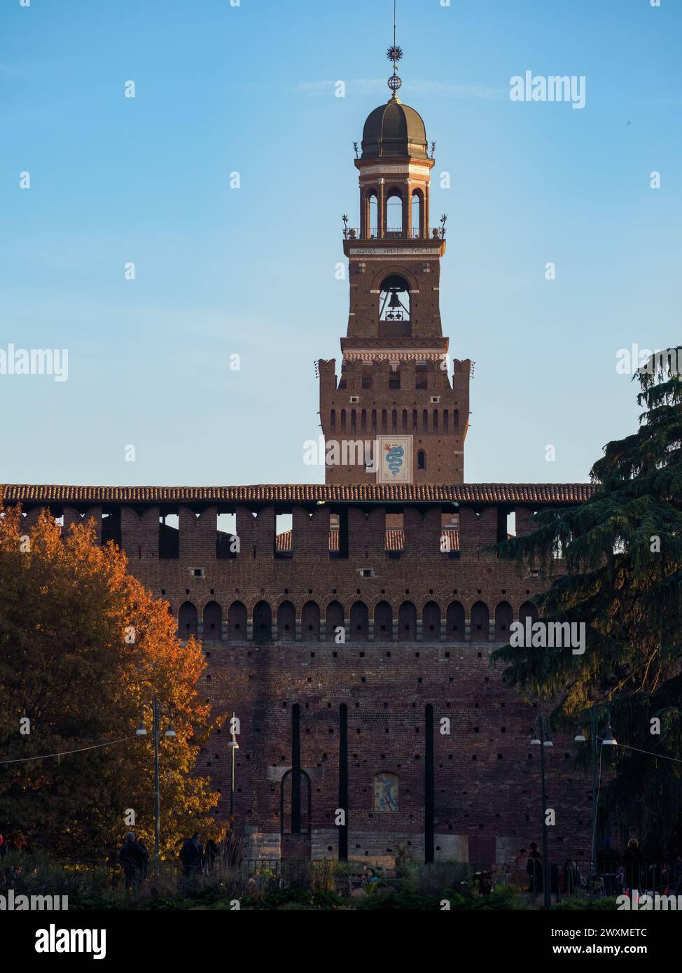 Extérieur du château médiéval Castello Sforzesco, château de Milan, Lombardie, Italie Banque D'Images