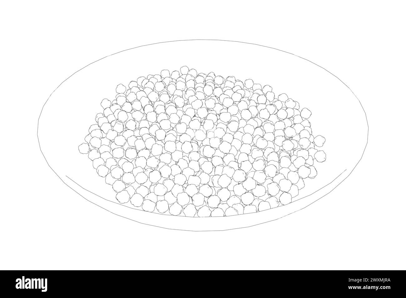 Tas d'épices. Pois au poivre noir, graines de sésame, graines de pavot, graines de carvi. Bol à épices. Assaisonnement naturel et ingrédient de cuisine. Dessin vectoriel au trait i Illustration de Vecteur