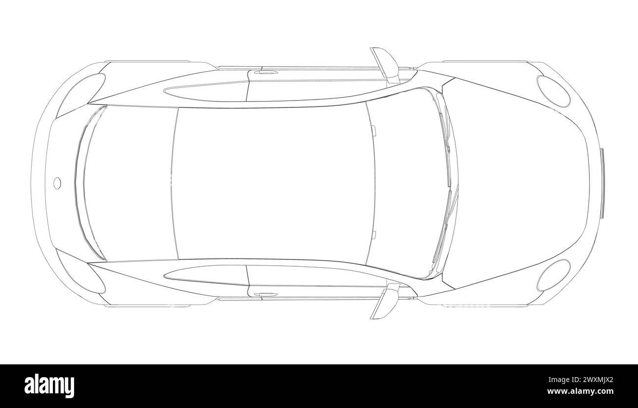 Beetle car - vectoriel illustration Outline. Conception d'illustration vectorielle d'icône isolée de coléoptère de véhicule de voiture. Vue de dessus. Illustration de Vecteur