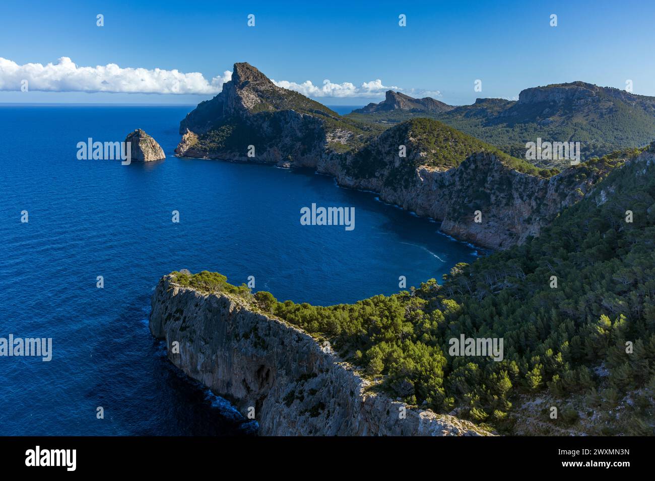 Vue depuis le célèbre point de vue de Mirador de El Colomer, Majorque, Îles Baléares Banque D'Images