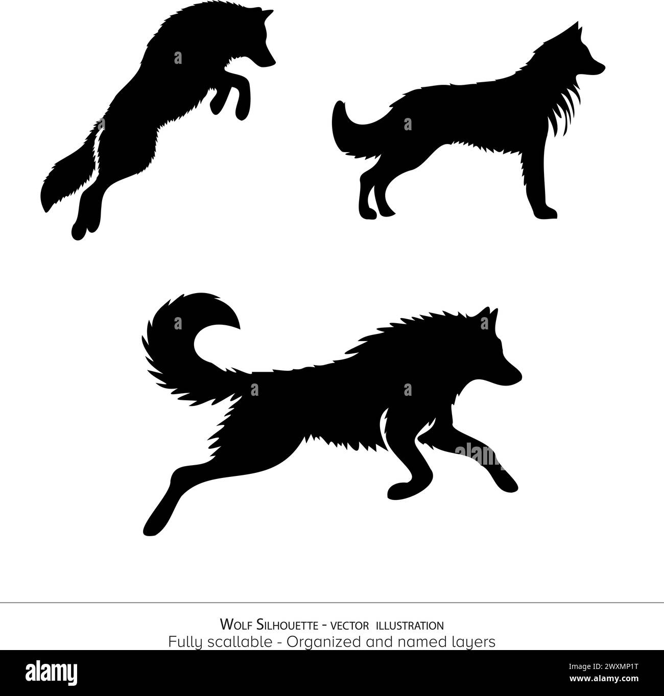 Wolf Silhouette illustration vectorielle - silhouette d'une silhouette attaquant chien-loup Illustration de Vecteur