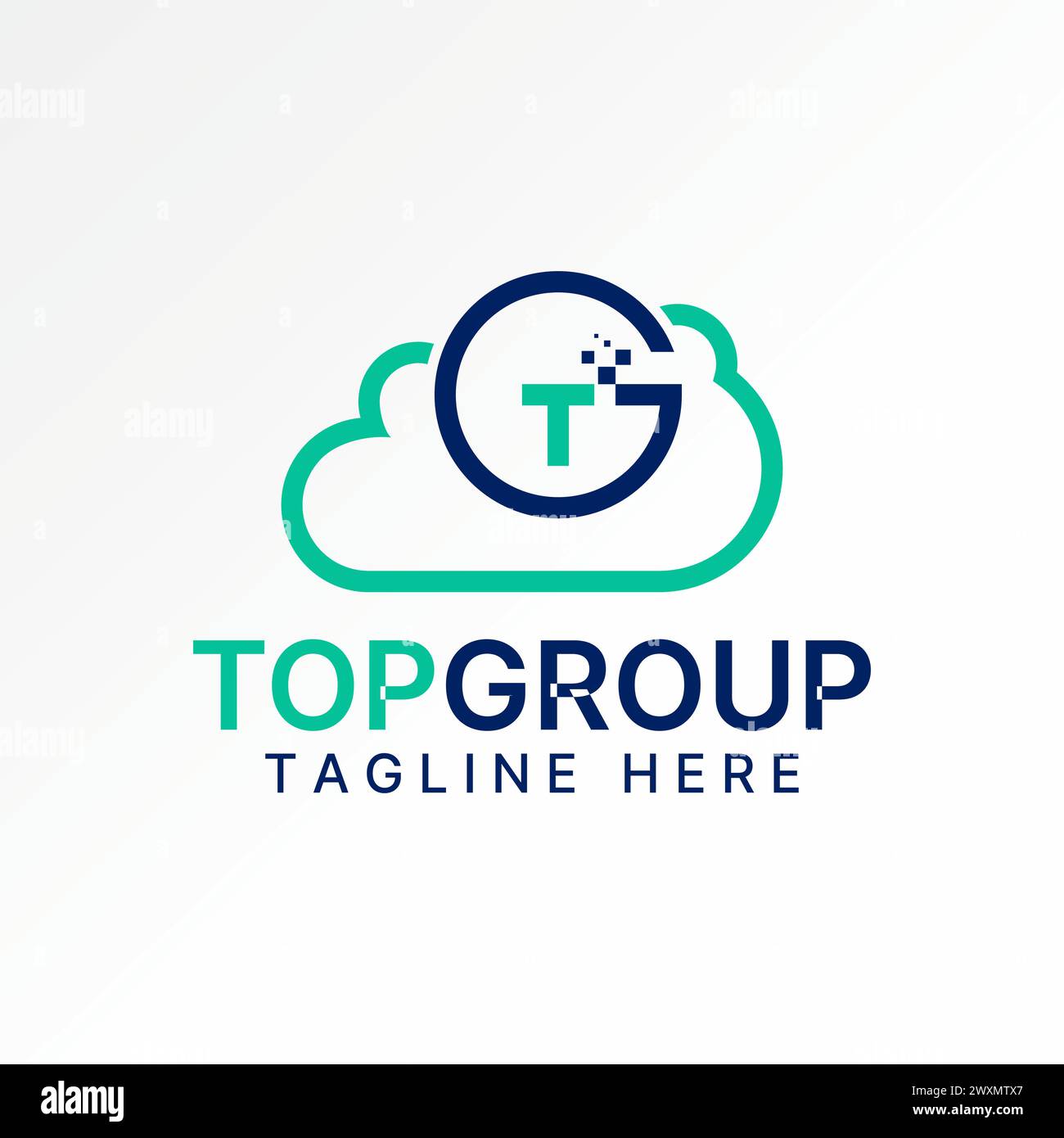 Conception de logo concept graphique créatif premium abstrait vecteur stock lettre initiale GT ou TG sur la ligne Cloud Tech Météo. Lié à la prédiction de base de données Illustration de Vecteur