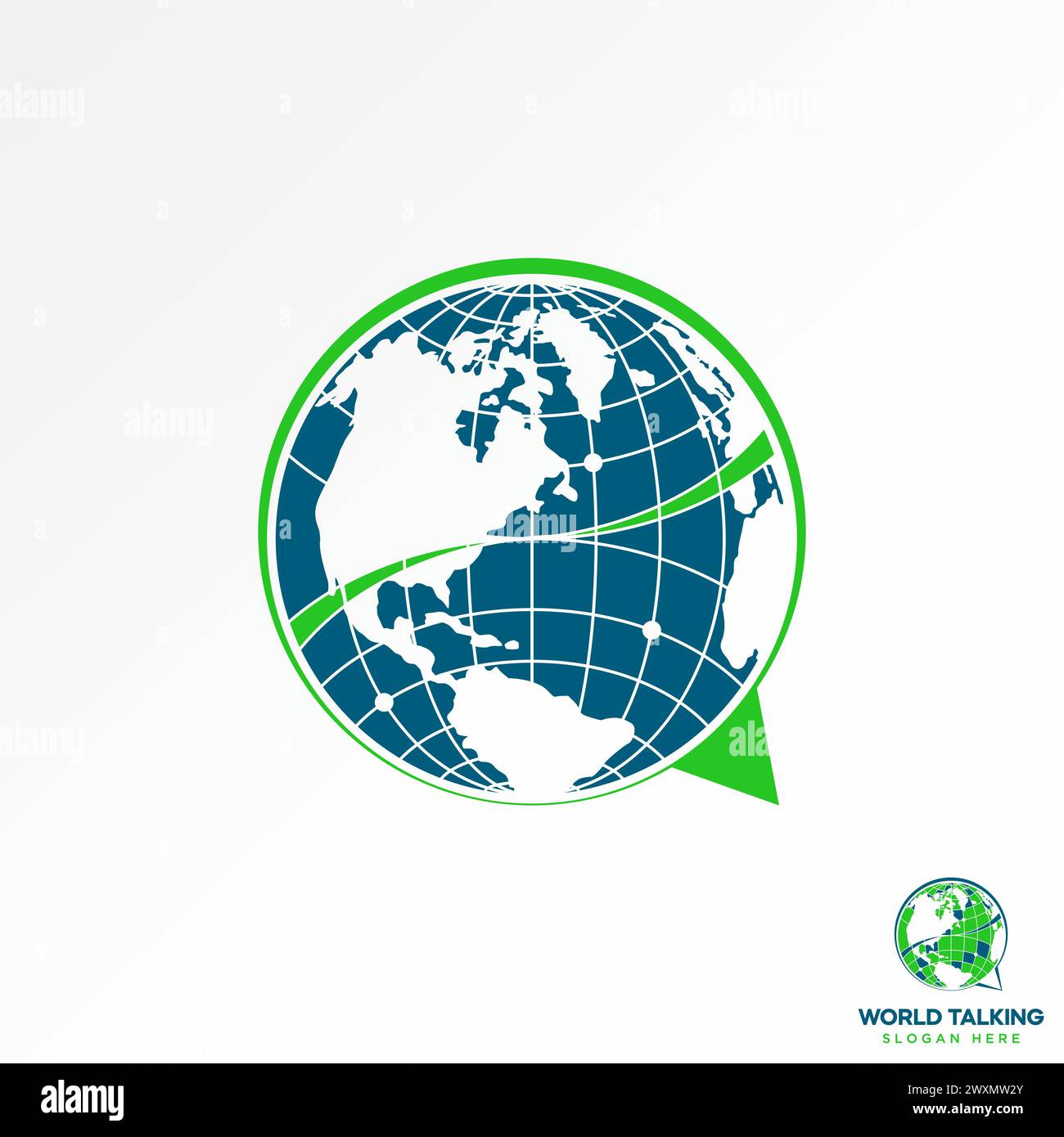 Conception de logo concept graphique créatif premium abstrait vecteur stock cartes du monde d'icônes placer le symbole de chat de conversation réseau lié à la parole de pointeur de texte de groupe Illustration de Vecteur