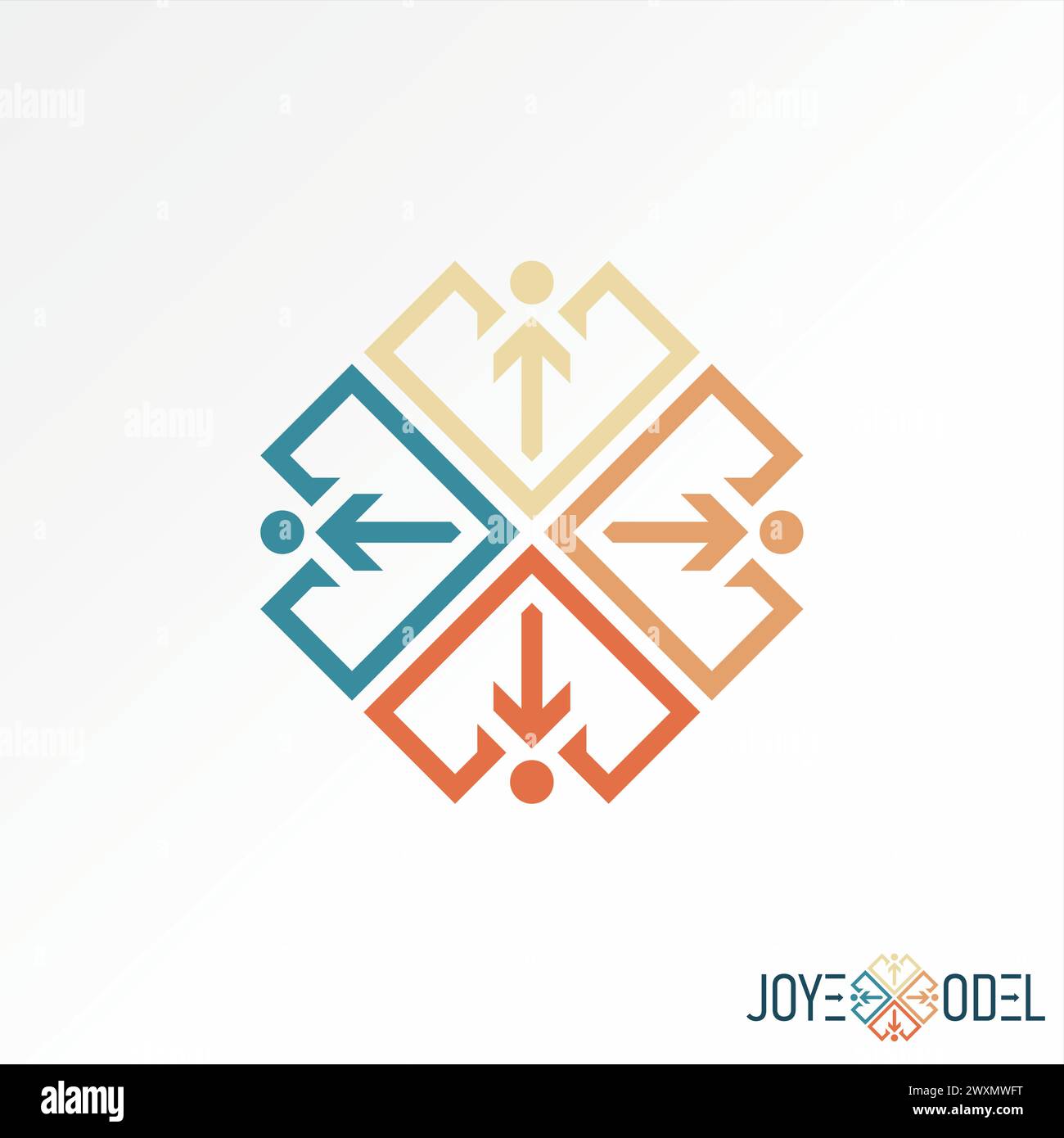 Conception de logo concept graphique créatif premium vecteur stock motif de motif abstrait comme flèche de corps humain rectangulaire. Art connexe mur fait à la main mode Illustration de Vecteur