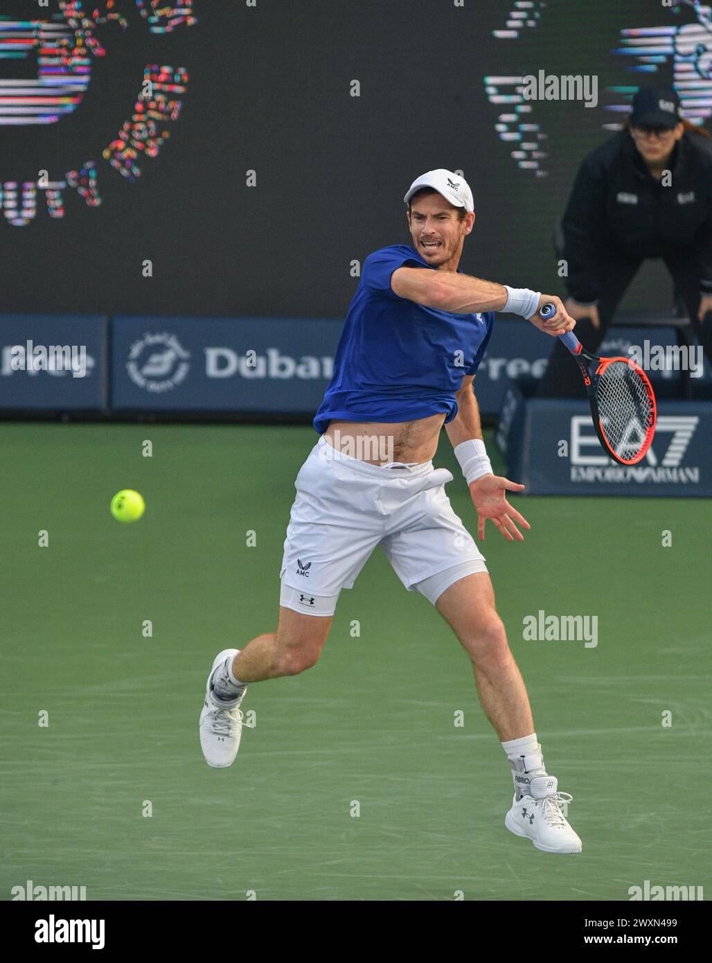 Dubaï, le 26 février 2024-photo du joueur de tennis britannique Andy Murray en action. Dubaï Duty Free Tennis Championships 2024, situé à Dubaï Banque D'Images