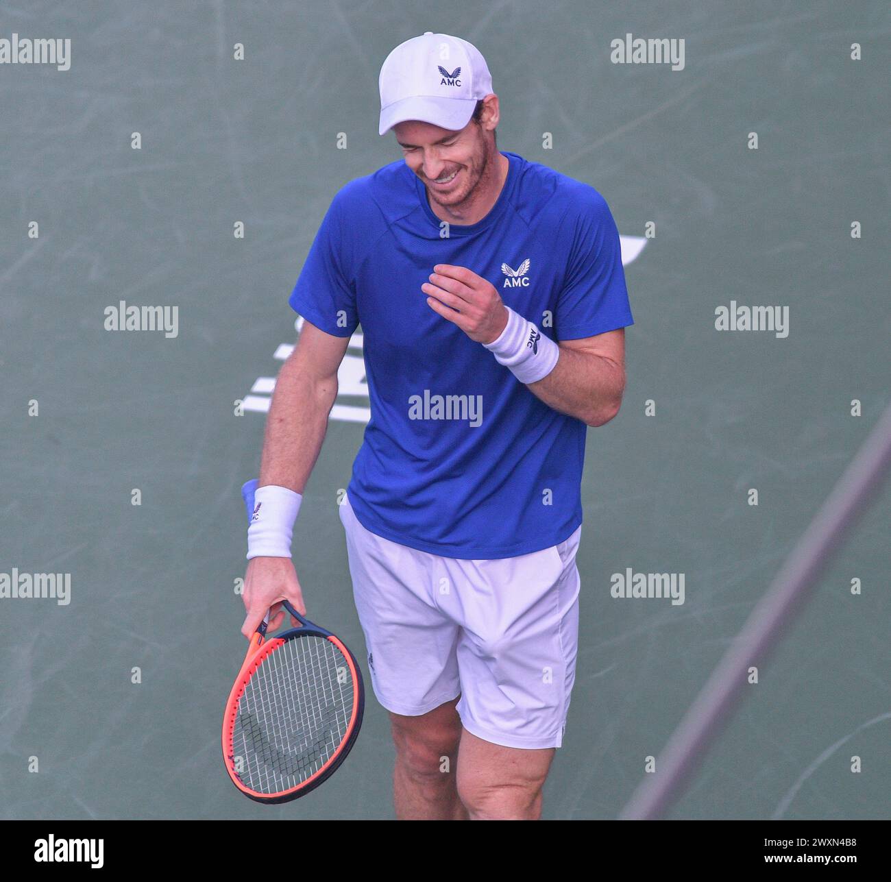 Dubaï, le 26 février 2024-photo du joueur de tennis britannique Andy Murray en action. Dubaï Duty Free Tennis Championships 2024, situé à Dubaï Banque D'Images