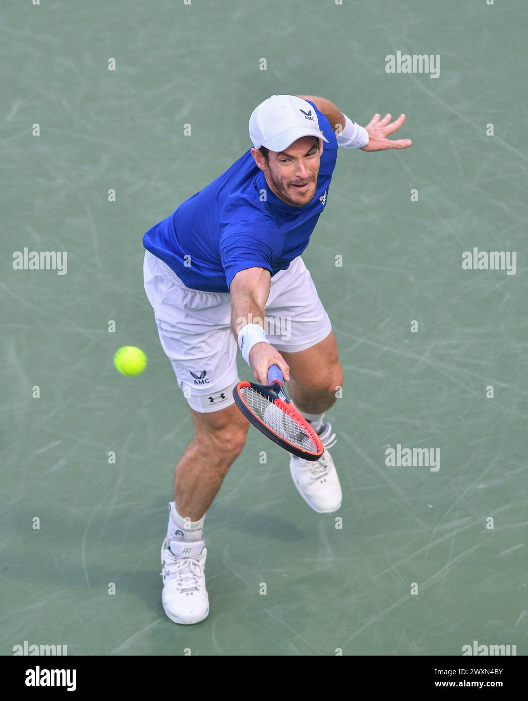 Dubaï, le 26 février 2024-photo du joueur de tennis britannique Andy Murray en action. Dubaï Duty Free Tennis Championships 2024, situé à Dubaï Banque D'Images