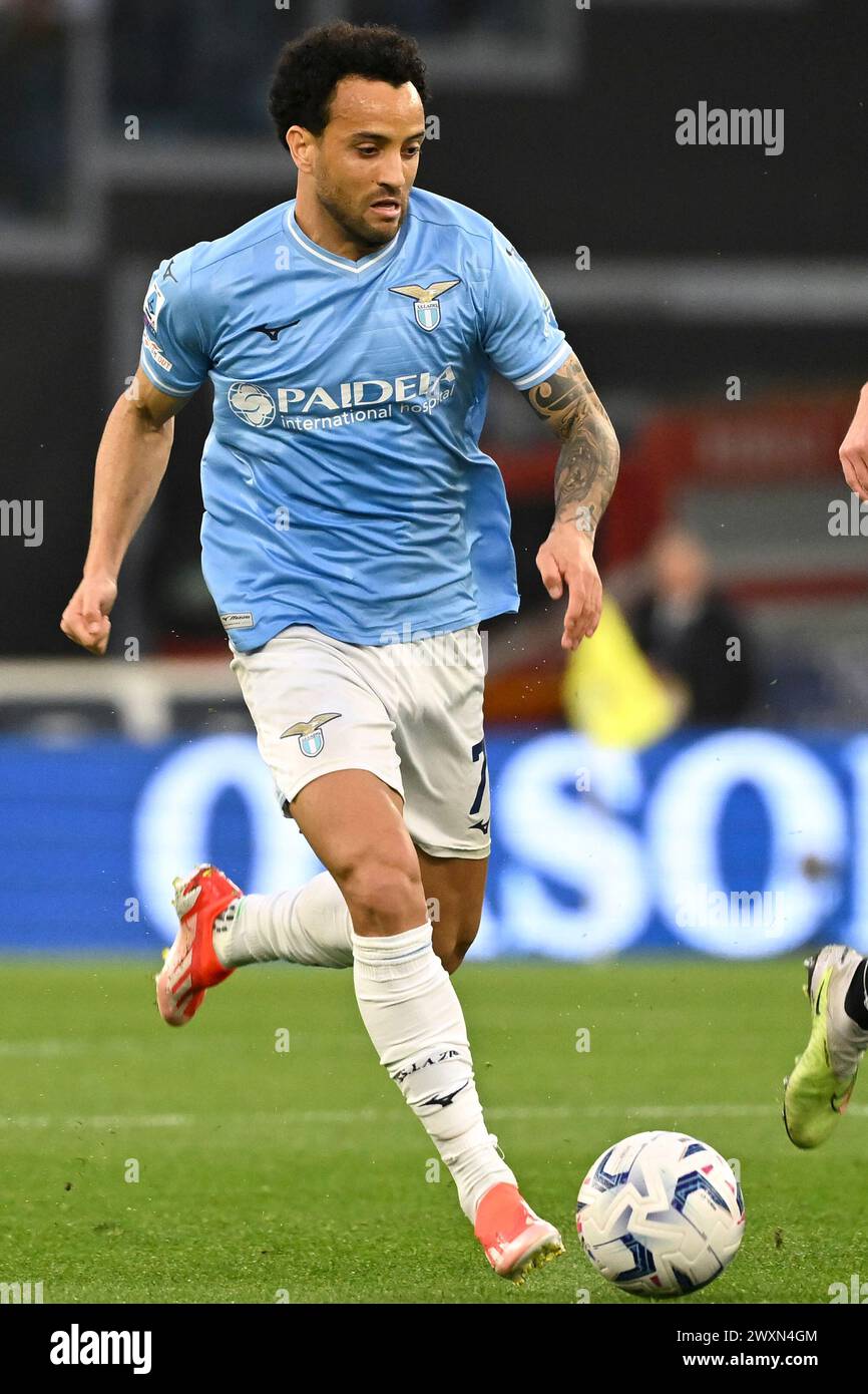 Felipe Anderson du SS Lazio en action lors du match de football Serie A entre le SS Lazio et le Juventus FC au stade Olimpico à Rome (Italie), le 30 mars 2024. Banque D'Images