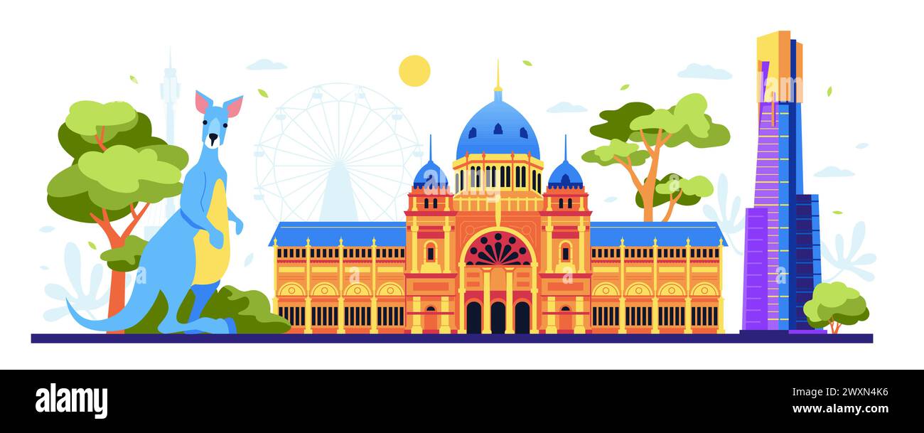 Panorama de l'exposition royale - illustration vectorielle colorée moderne Illustration de Vecteur