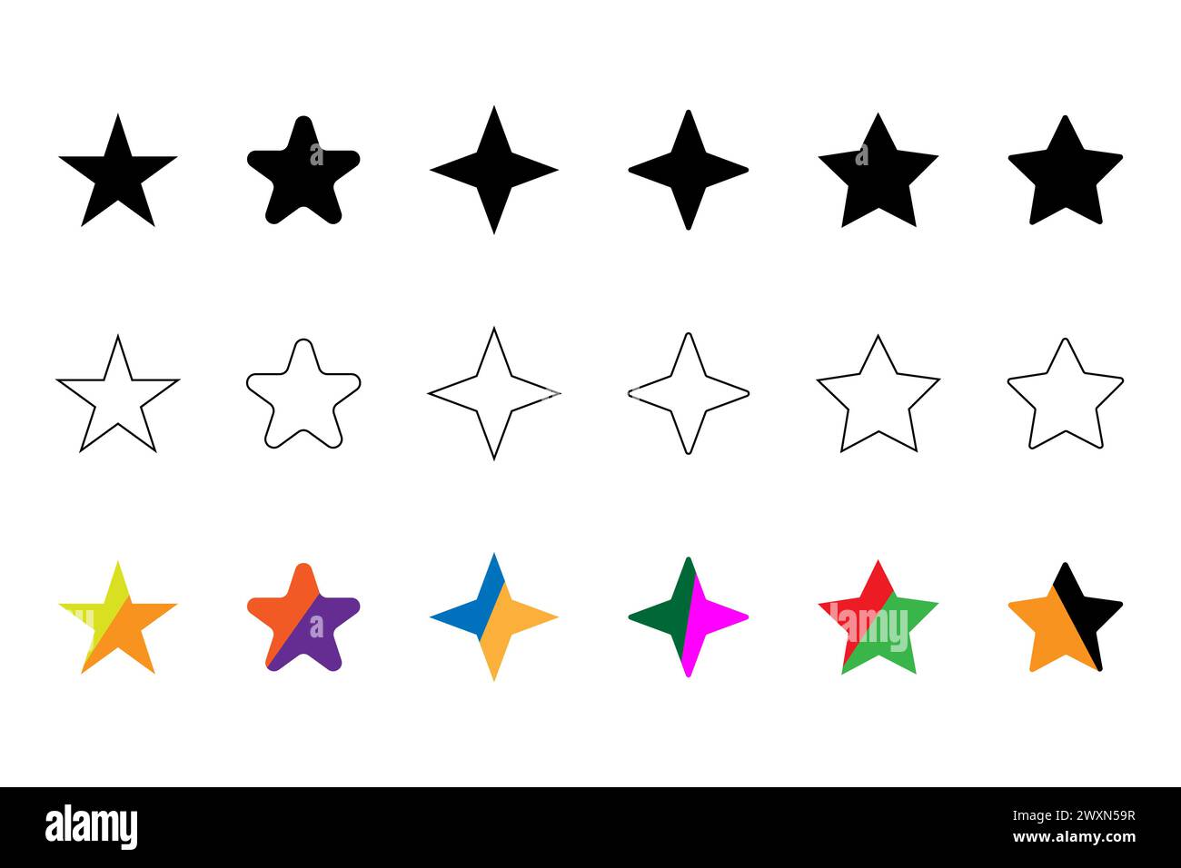 vecteur de jeu d'icônes de forme 5 étoiles. Illustration de Vecteur