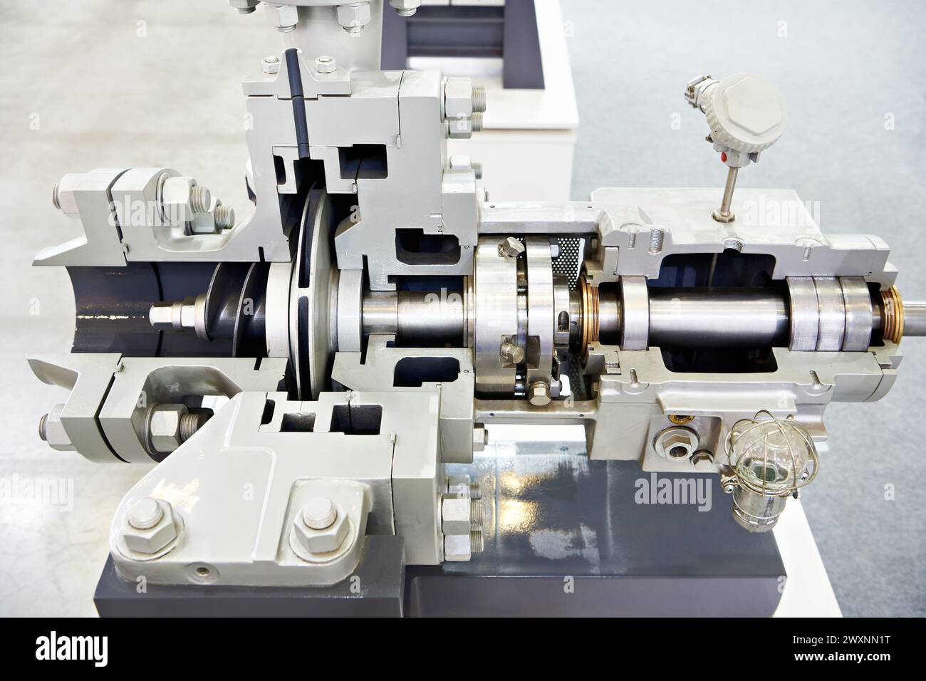 Pompe mono-étagée en porte-à-faux avec section transversale verticale du carter fendu Banque D'Images