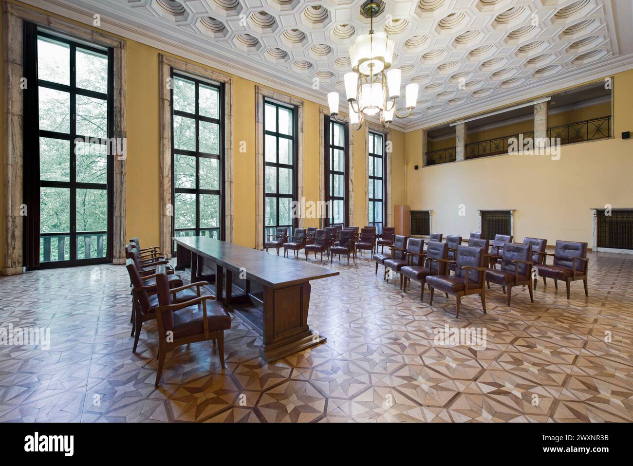 Centre administratif des aciéries Tadeusz Sendzimir, Nowa Huta, Cracovie, Pologne Banque D'Images