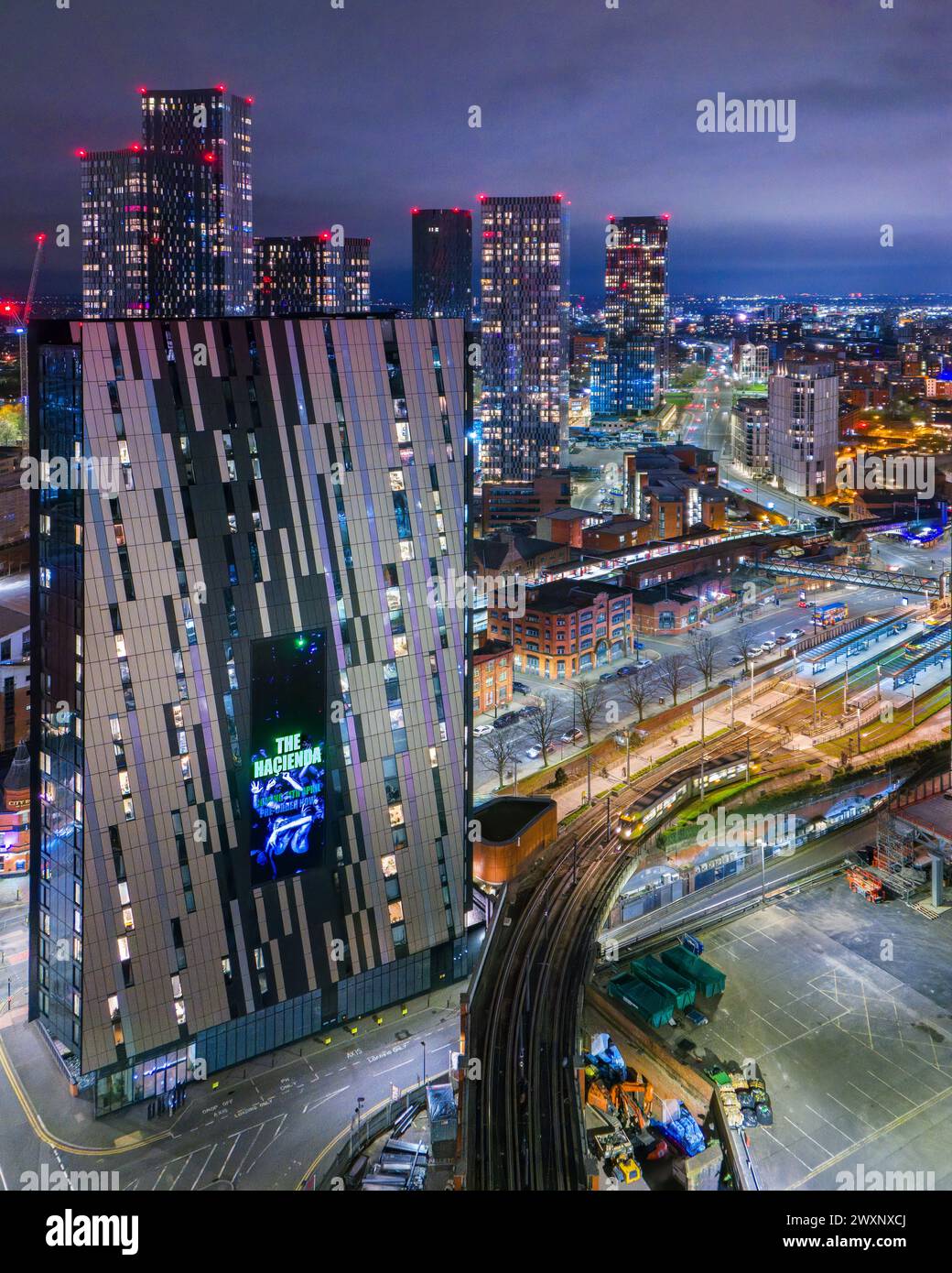 Manchester City Centre, Royaume-Uni. Image aérienne prise avec un DJI Mini 4 Pro. 31 mars 2024. Banque D'Images