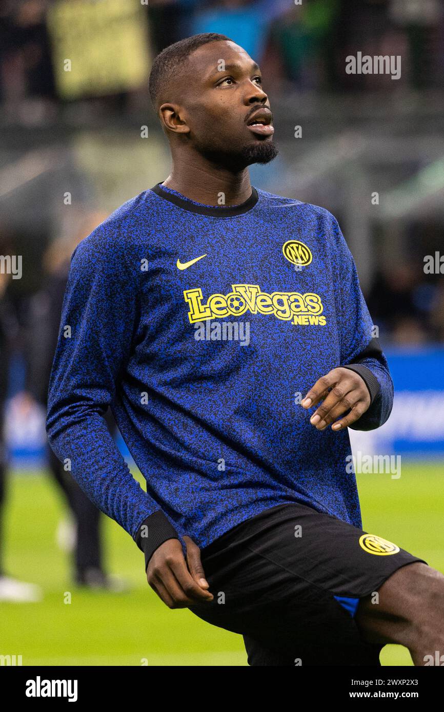 Milan, Italie. 01st Apr, 2024. Marcus Thuram en action lors du match de Serie A entre le FC Internazionale et l'Empoli FC au stade Giuseppe Meazza de Milan, Italie, le 1er avril 2024 crédit : Mairo Cinquetti/Alamy Live News Banque D'Images