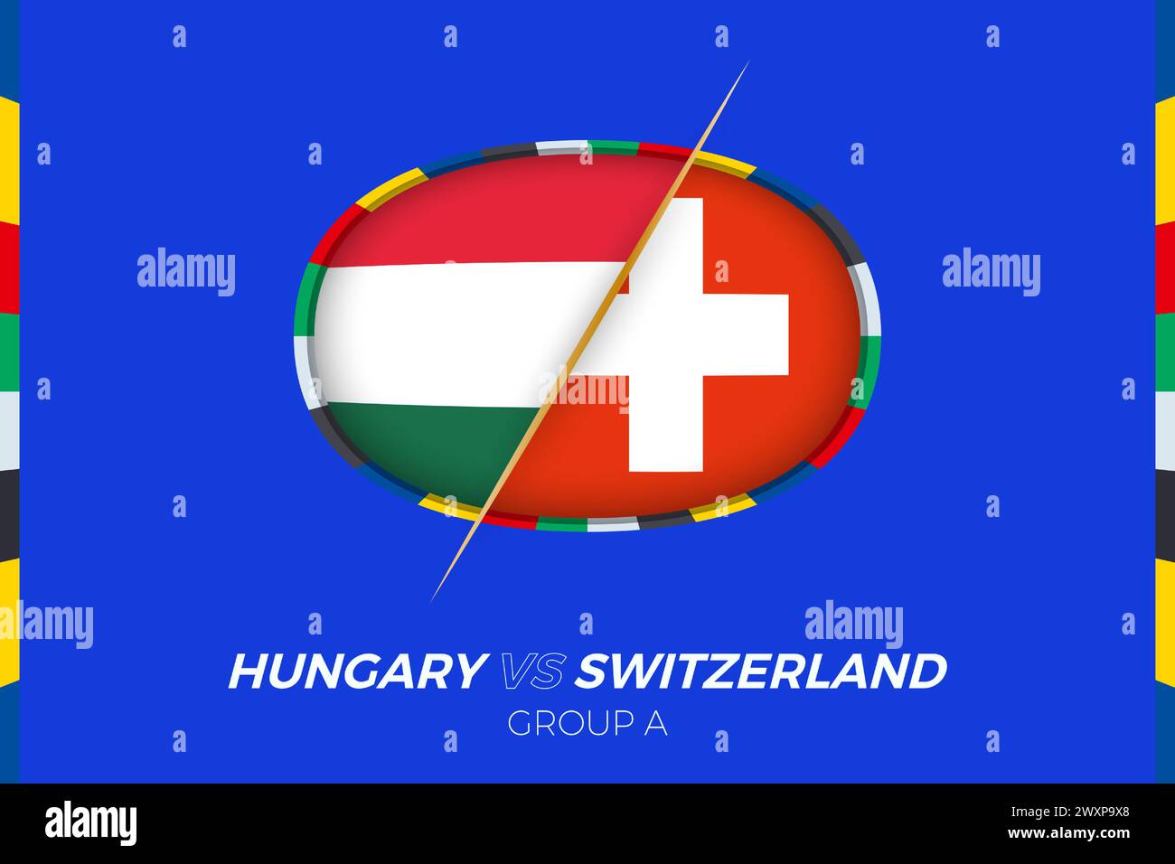 Hongrie vs Suisse icône de match de football pour le tournoi européen de football 2024, versus icône sur la phase de groupes. Icône vectorielle. Illustration de Vecteur