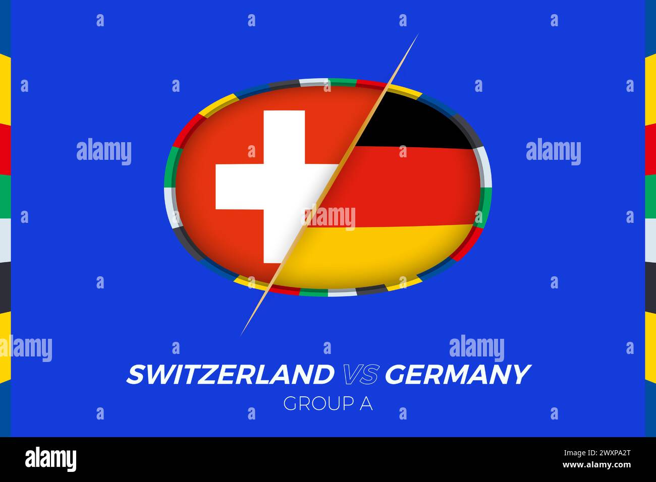 Icône de match de football Suisse vs Allemagne pour le tournoi européen de football 2024, versus icône sur la phase de groupes. Icône vectorielle. Illustration de Vecteur