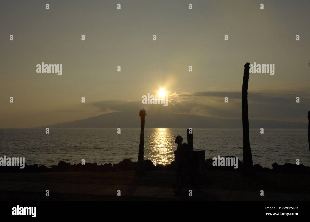 Maui .Hawaii Islands ,USA vacationers marchant sur l'île maui Hawaii plage pendant le coucher du soleil 16 janvier 2015 photo de Francis Joseph Dean/DeanPictures) Banque D'Images