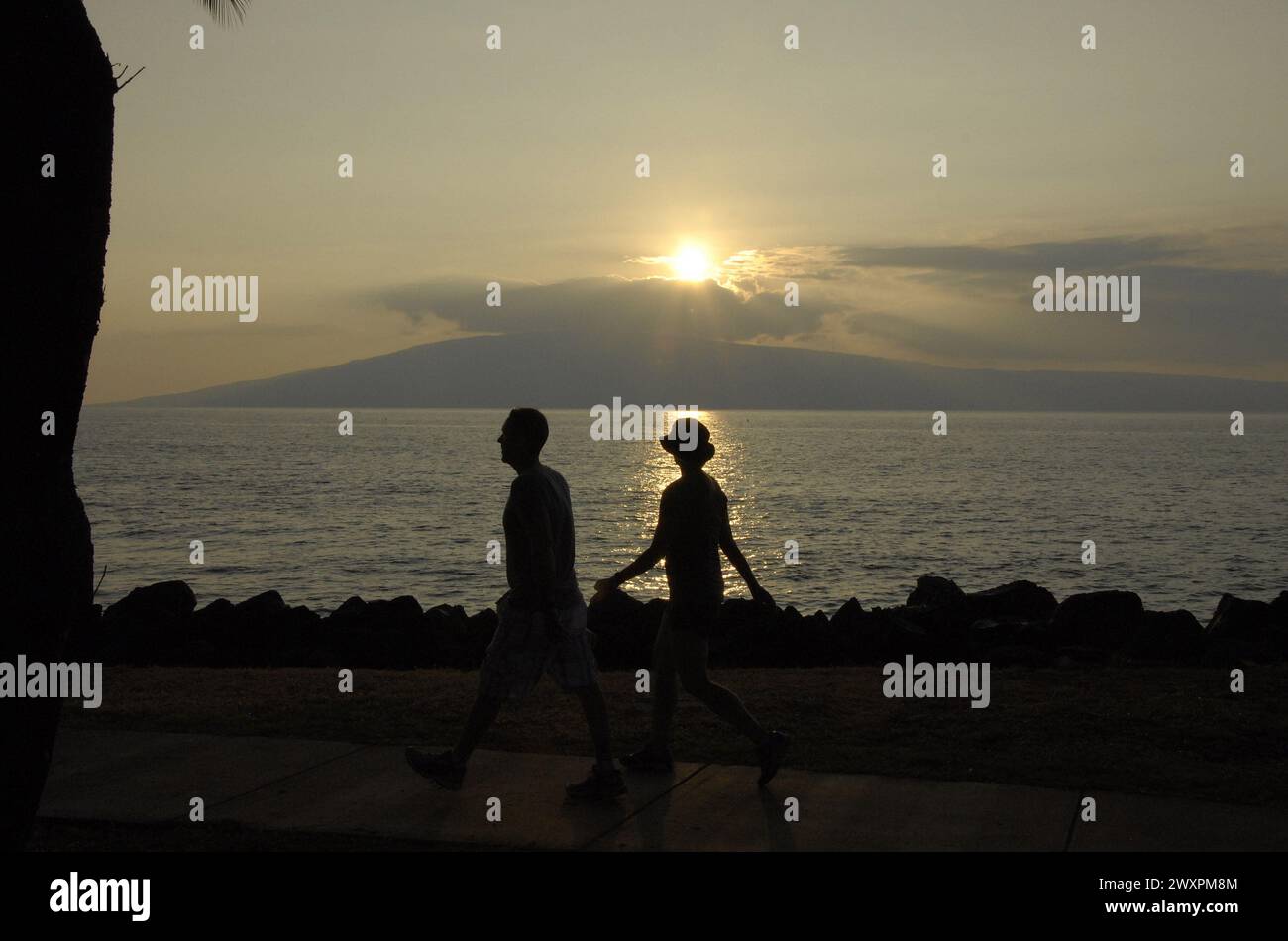 Maui .Hawaii Islands ,USA vacationers marchant sur l'île maui Hawaii plage pendant le coucher du soleil 16 janvier 2015 photo de Francis Joseph Dean/DeanPictures) Banque D'Images