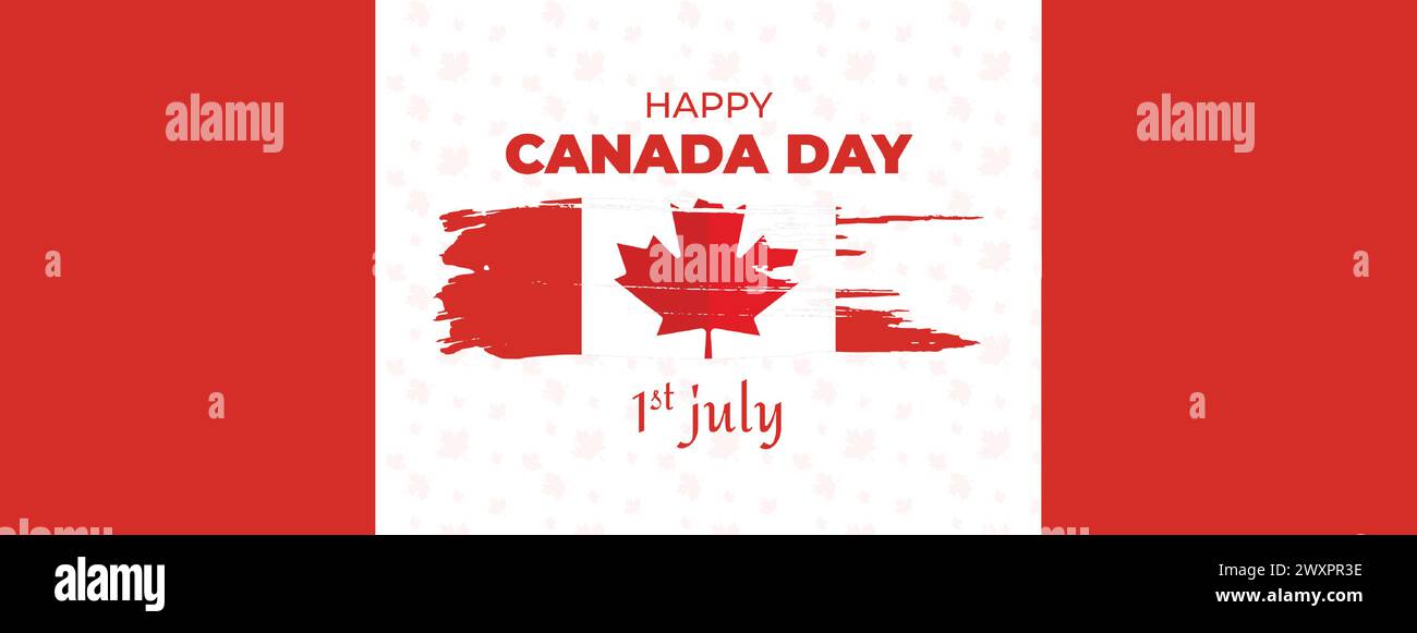 Bannière de célébration du jour de l'indépendance du Canada. Bonne bannière Web de la fête du Canada fond avec feuille d'érable rouge 1er juillet Fête nationale du Canada Illustration de Vecteur