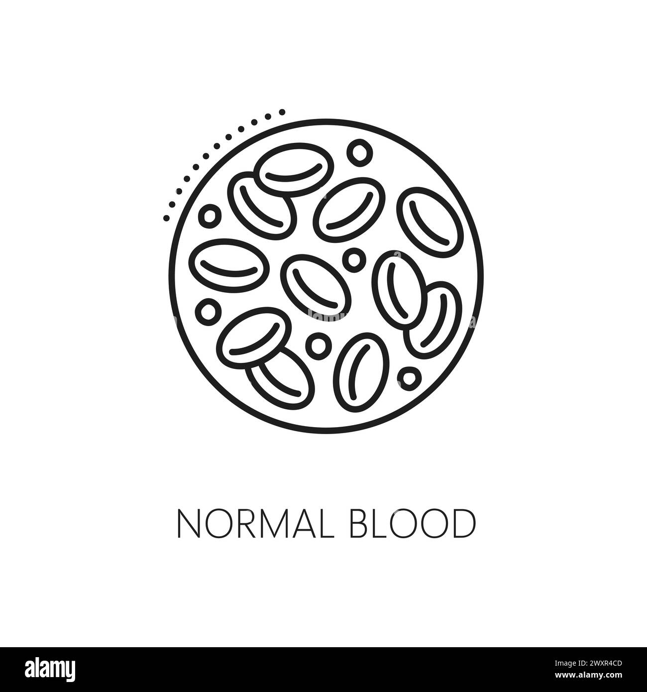 Icône de ligne de test sanguin normale de médecine hématologique. Symptôme d'anémie et signe de vecteur de maladie physique du test complet de laboratoire de numération sanguine avec un nombre normal de globules rouges, concentration d'hémoglobine Illustration de Vecteur