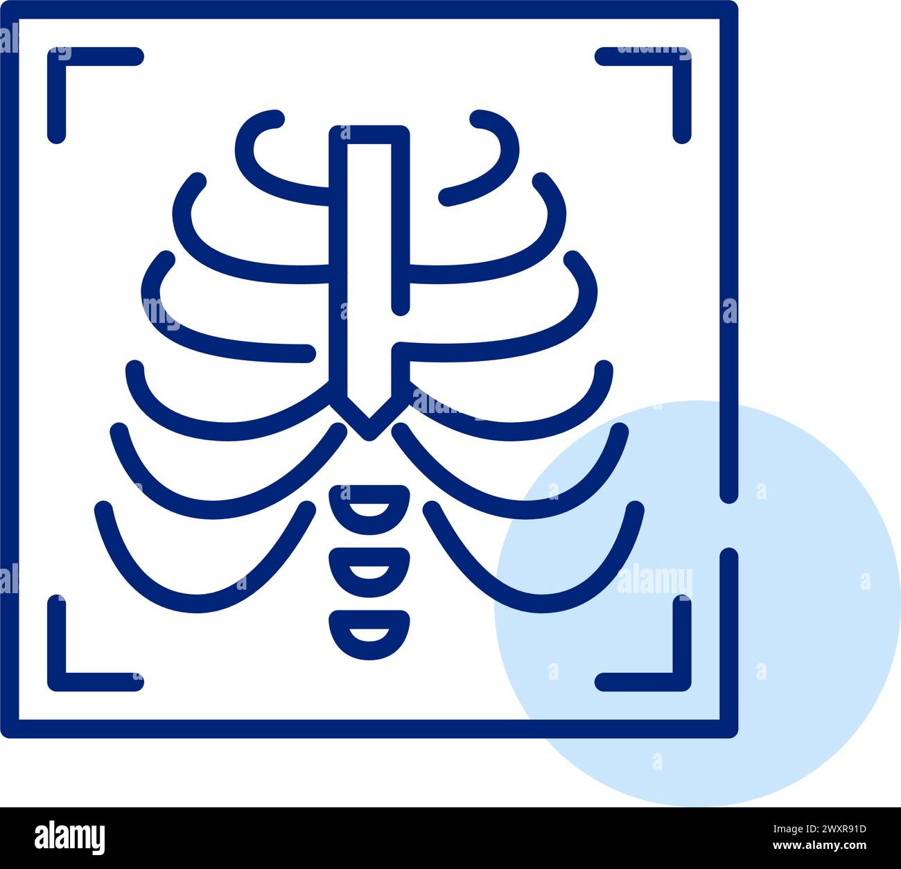 Radiographie thoracique montrant la cage thoracique. Imagerie médicale pour la santé et le diagnostic des os et des poumons. Icône vectorielle Pixel Perfect Illustration de Vecteur