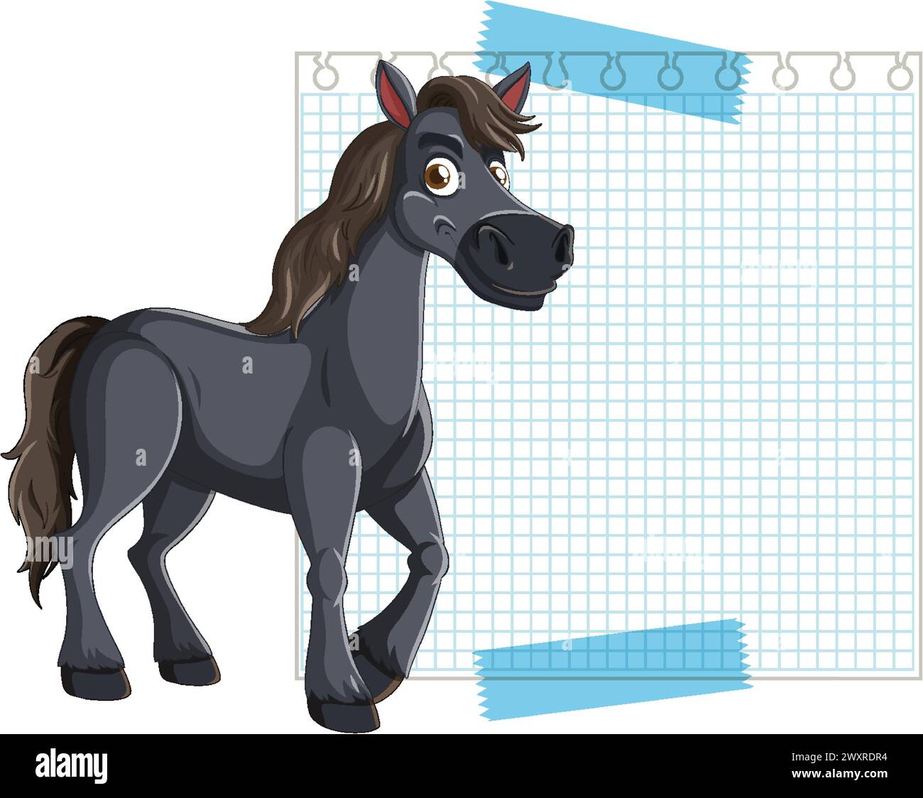 Illustration vectorielle d'un personnage de cheval heureux Illustration de Vecteur