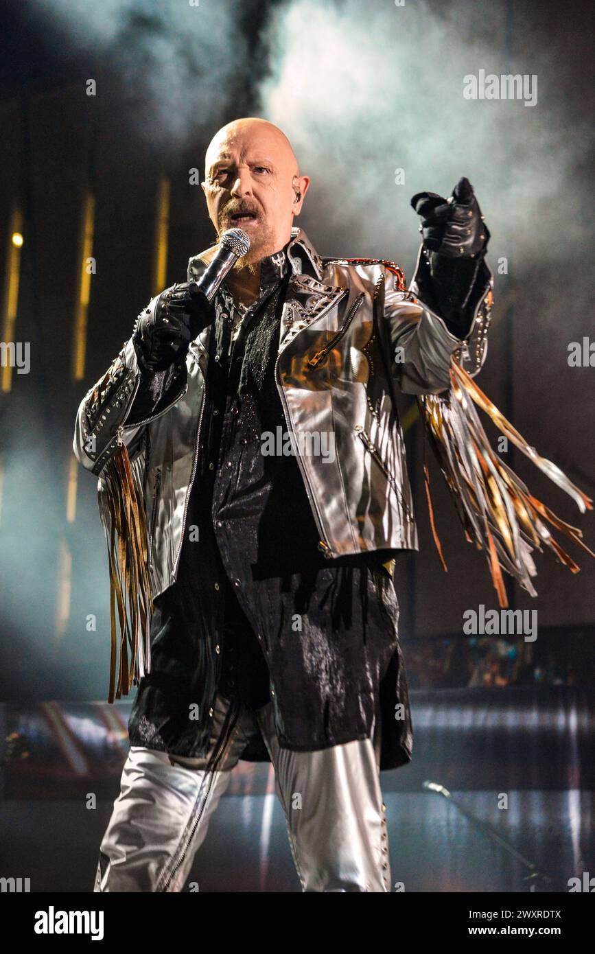 Rob Halford de Judas Priest se produisant à Las Vegas, Nevada Banque D'Images