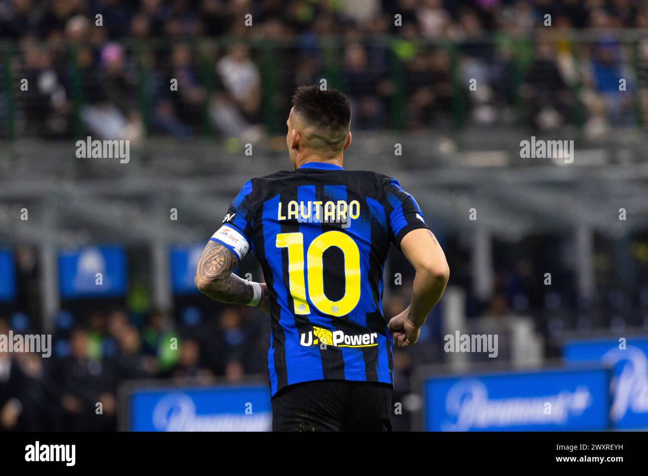 Milan, Italie. 01st Apr, 2024. Lautaro Martinez en action lors du match de Serie A entre le FC Internazionale et l'Empoli FC au stade Giuseppe Meazza de Milan, Italie, le 1er avril 2024 crédit : Mairo Cinquetti/Alamy Live News Banque D'Images