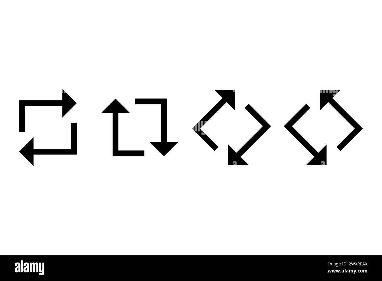 Ensemble de flèches directionnelles. Collection d'icônes de navigation. Indicateurs de mouvement. Symboles de flux de processus. Illustration vectorielle. SPE 10. Illustration de Vecteur