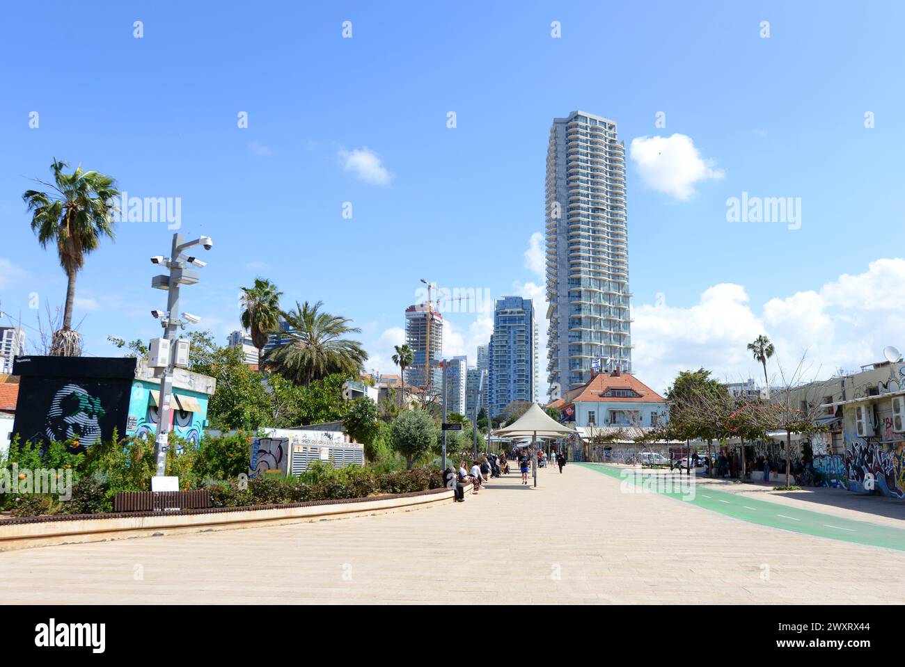 Parc HaMesila le long des voies ferrées de l'époque ottomane à tel-Aviv, Israël. Banque D'Images