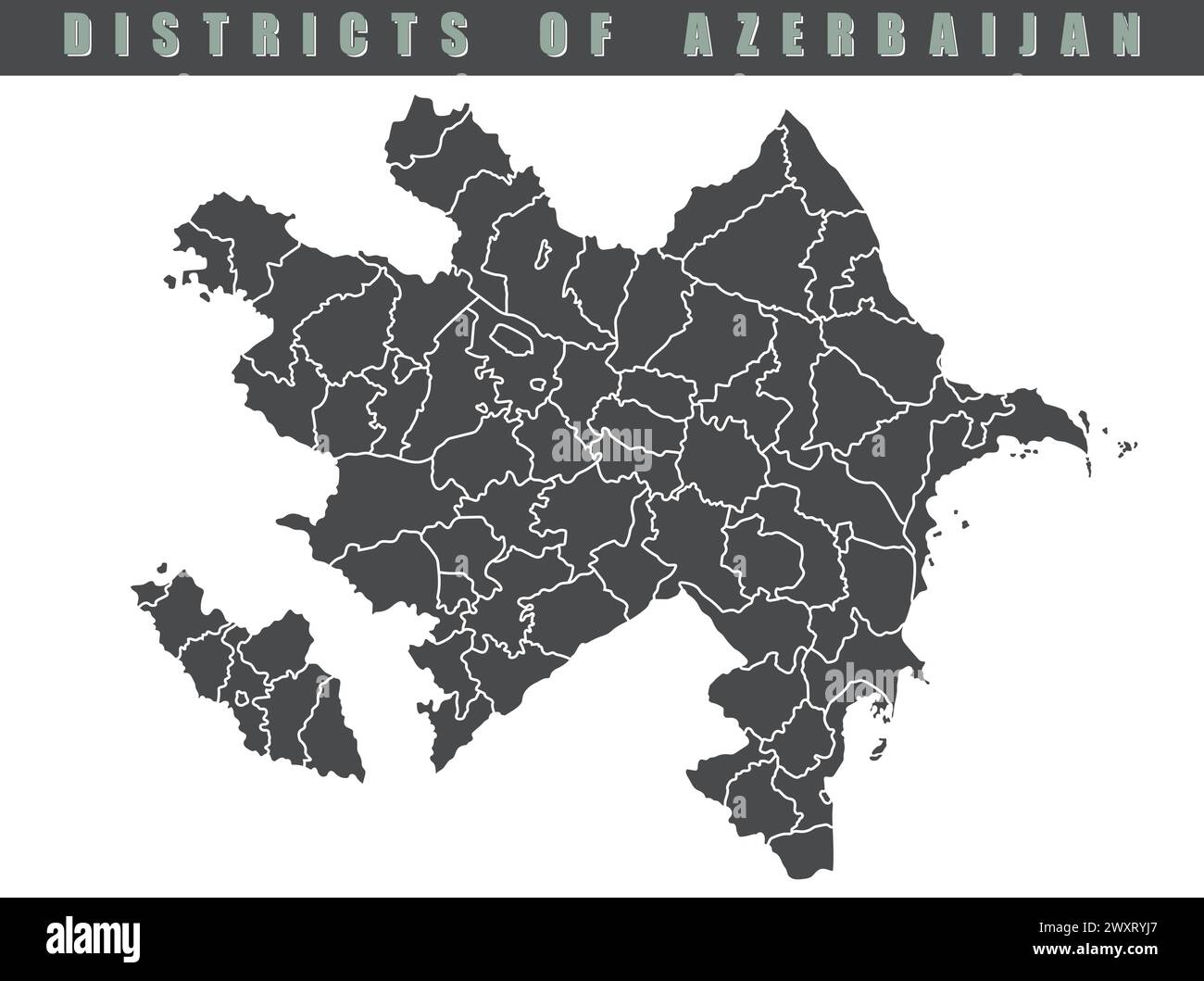 Carte du pays de l'Azerbaïdjan. Carte de l'Azerbaïdjan en couleur grise. Carte vectorielle grise détaillée de l'Azerbaïdjan par région. Illustration de Vecteur