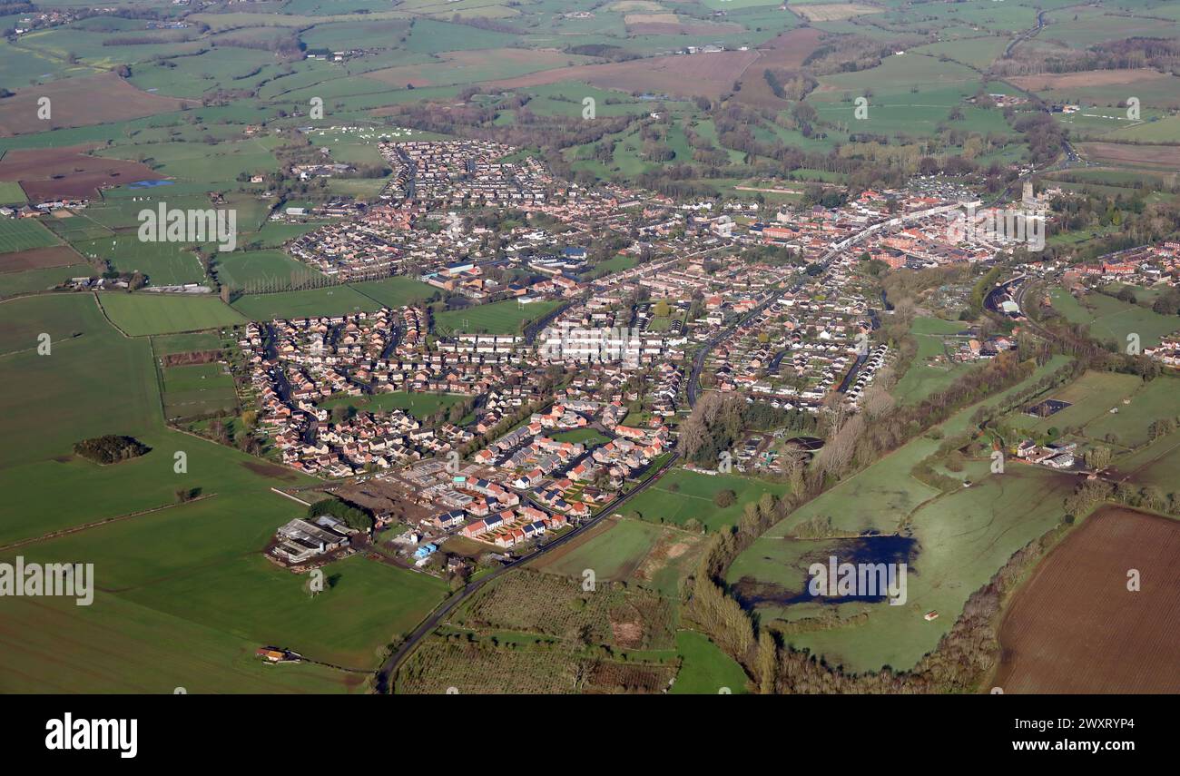 Vue aérienne de Bedale Market Town dans le Yorkshire du Nord Banque D'Images