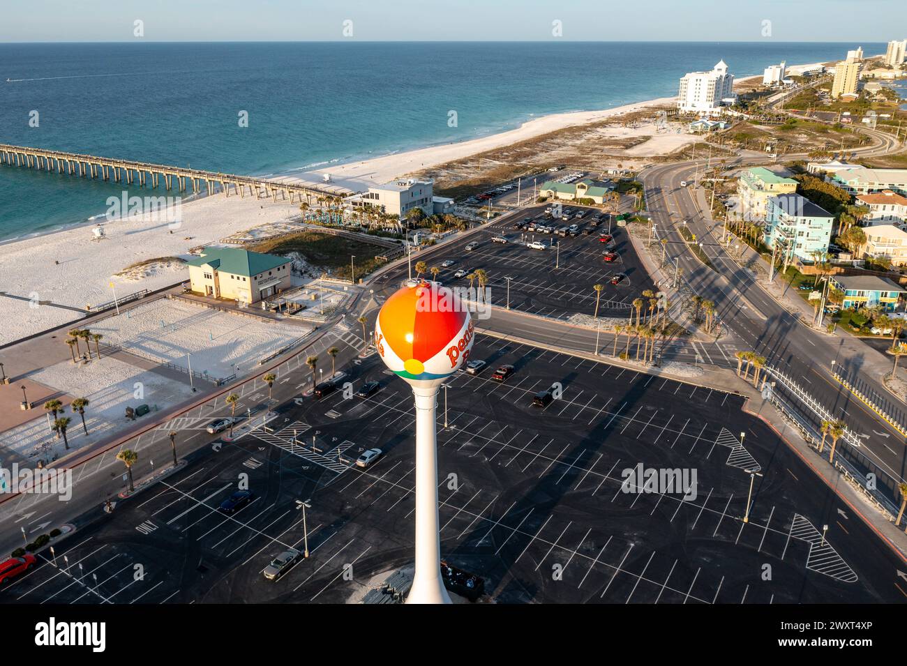 Images du château d'eau de Pensacola Beach. Situé à Pensacola Beach, Floride, États-Unis. Le château d'eau est un symbole emblématique de Pensacola. ©Pau Banque D'Images