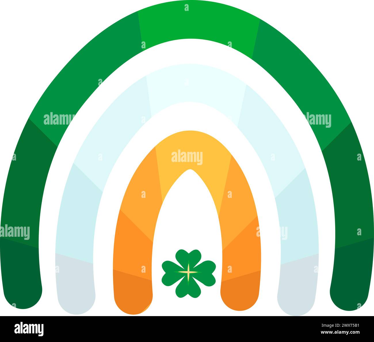 Drapeau arc-en-ciel irlandais flottant dans le vent. Bannière Irlande sur mât de drapeau pour la décoration des vacances de printemps, élément de fête Happy Patrick. Vecteur de dessin animé simple est Illustration de Vecteur