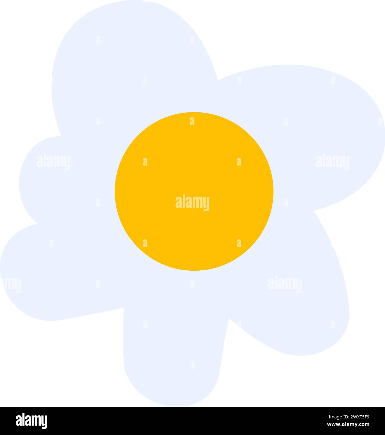 Fleur de printemps orangée dessinée par l'enfant. Illustration imprudente enfantine brillante pour la conception de la bannière de printemps festive. Isolez un élément vectoriel dessiné à la main à plat Illustration de Vecteur