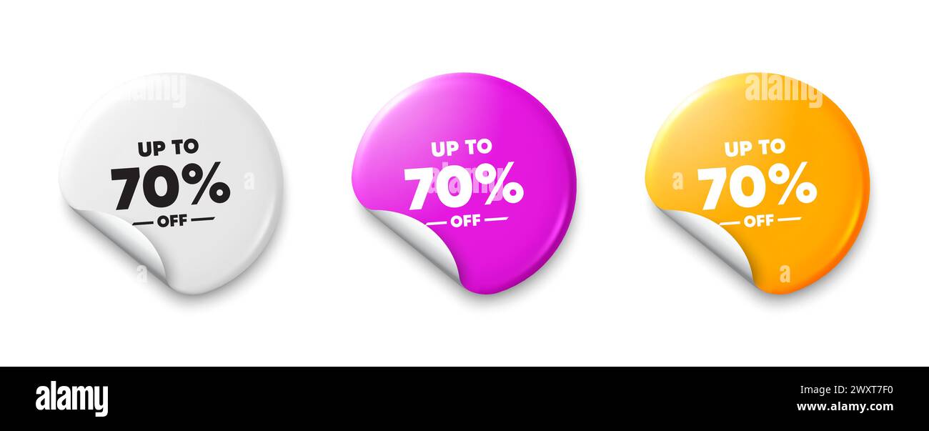 Jusqu'à 70 % de rabais sur les soldes. Affiche de prix d'offre de réduction. Étiquettes de prix. Vecteur Illustration de Vecteur