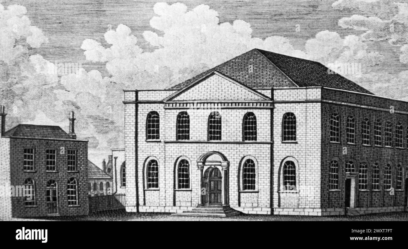 Nouvelle église du clerc et théologien anglais John Wesley à City Road, Londres, gravure du XVIIIe siècle Banque D'Images