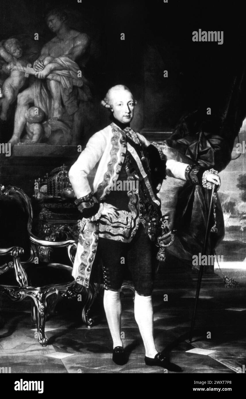 Portrait de Joseph II d'Autriche, roi d'Allemagne et empereur romain germanique, peinture du XVIIIe siècle Banque D'Images