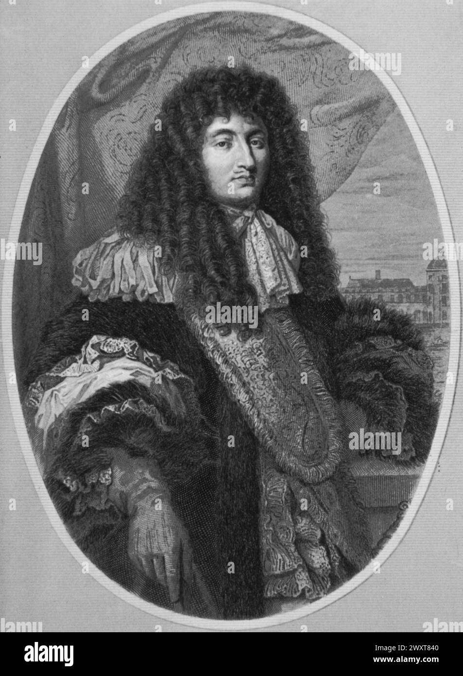 Roi Louis XIV de France, gravure d'après un tableau de l'artiste français Philippe de Champagne, XVIIe siècle Banque D'Images