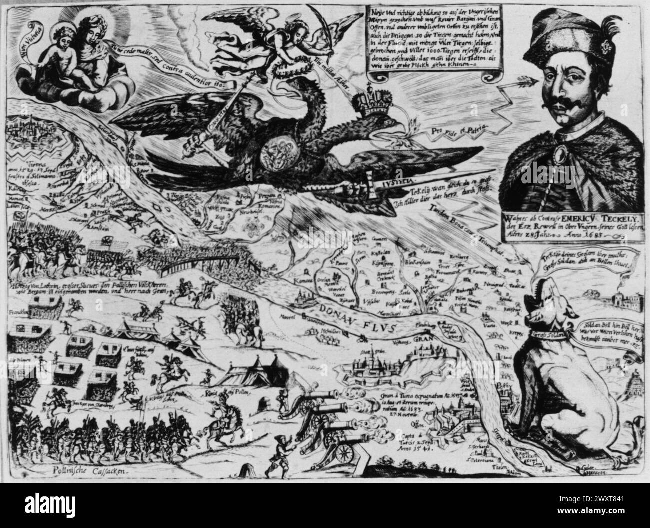 La défaite des Turcs à Vienne, 1683, gravure Banque D'Images