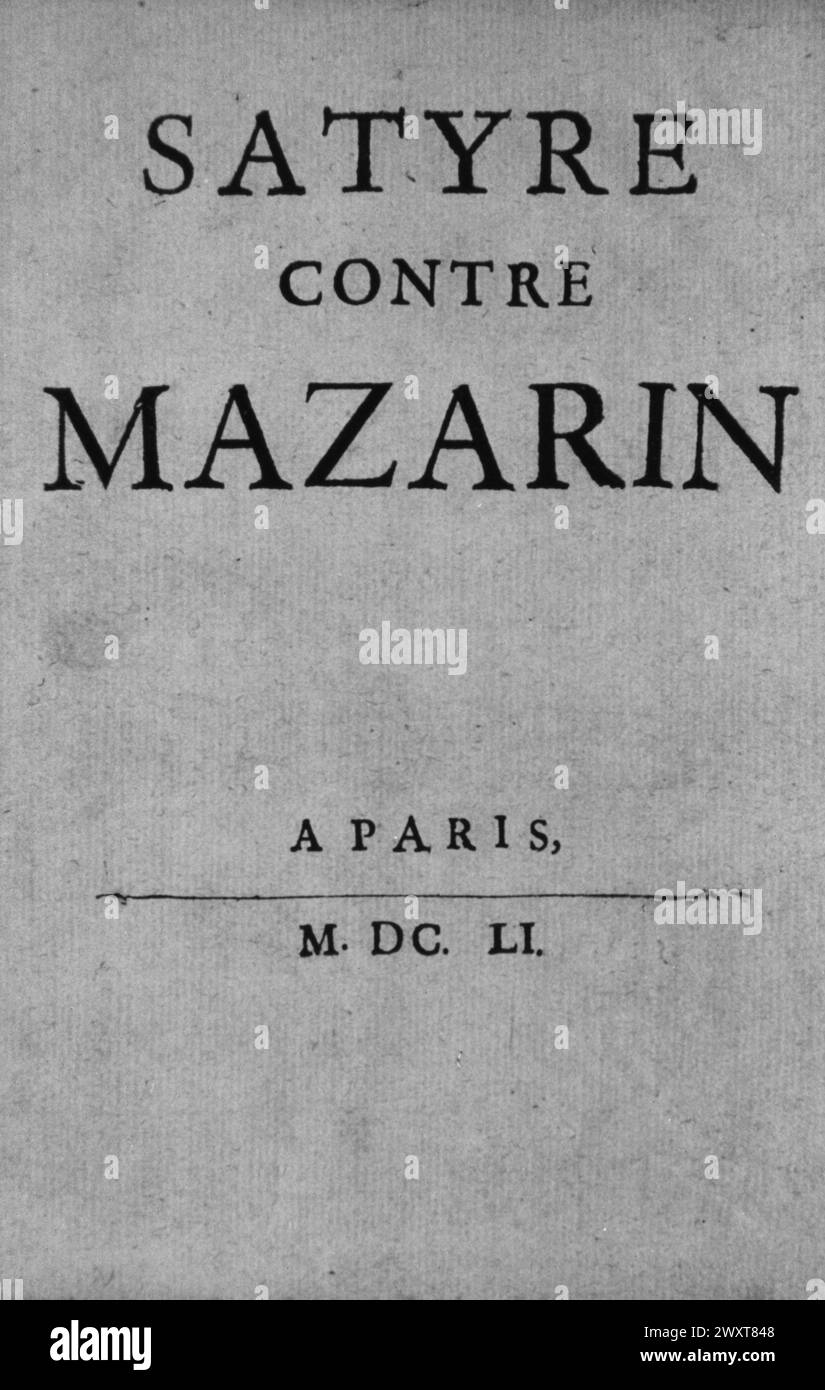 Satyre contre Mazarin, brochure française, XVIIe siècle Banque D'Images
